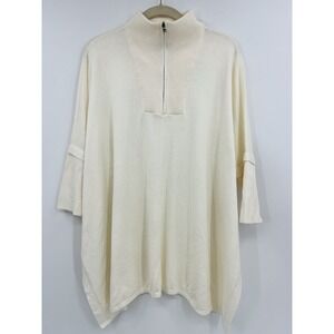 Lands End Oversized Small Medium 1/4 Zip Sweater Cover Up Asymmetric